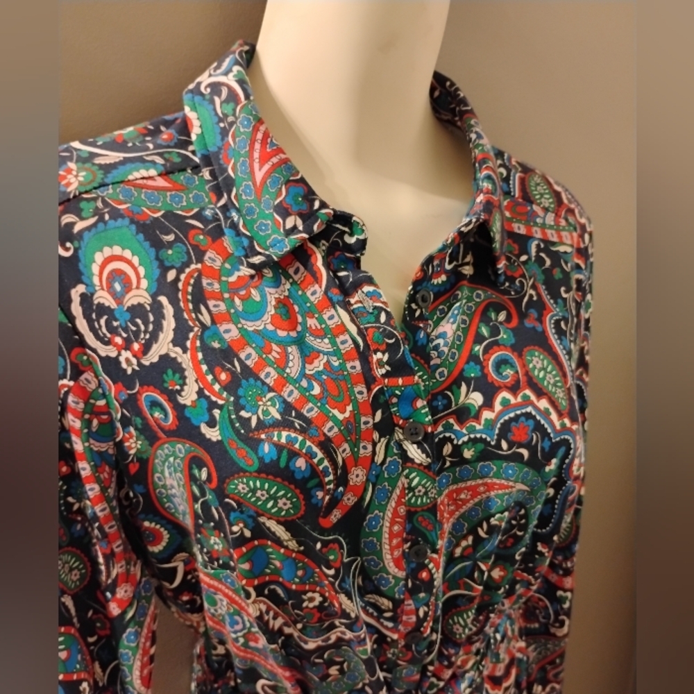 $185 NWT Woman's Boden Laura Jersey Paisley Shirt Dress Size 10L Waist Tie Midi - Picture 9 of 12